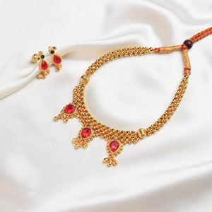 Traditional Kolhapuri Thushi necklace for bridal wear