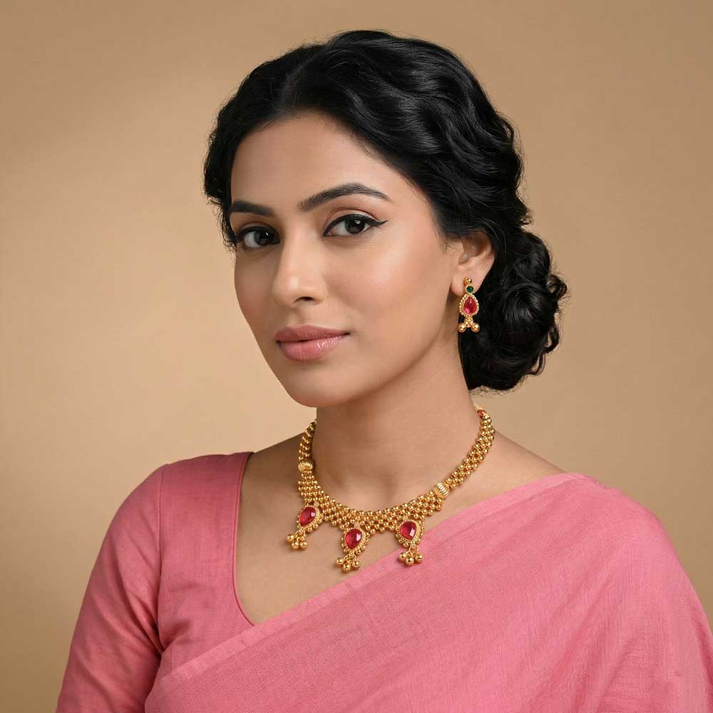 Traditional Kolhapuri Thushi necklace for bridal wear