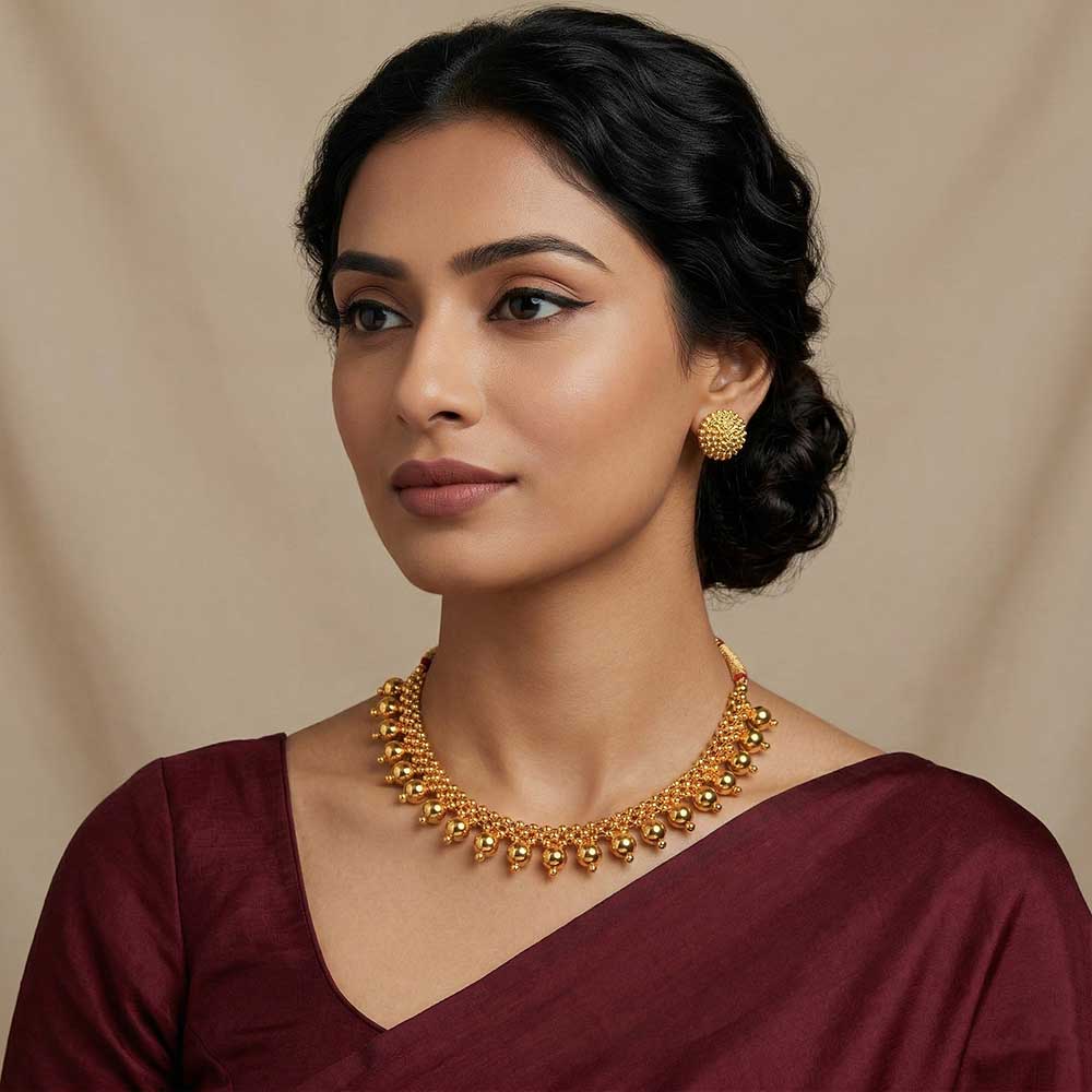  Black bead mangalsutra with saaj pendant 