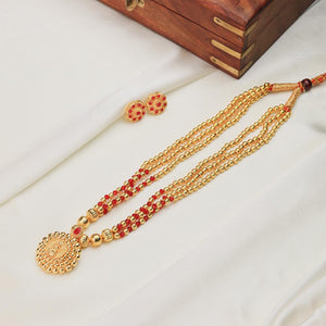Red bead layered necklace
