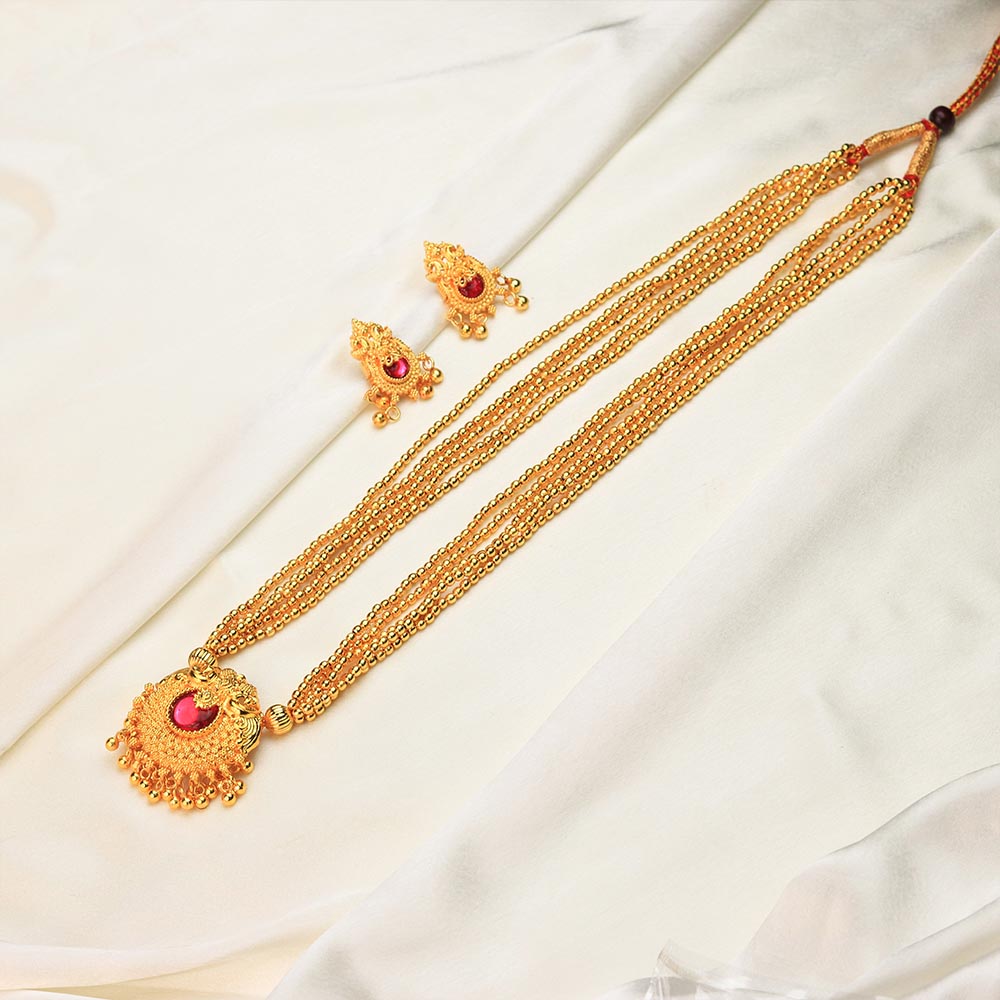 Kolhapuri Plain Gold Bead Haar