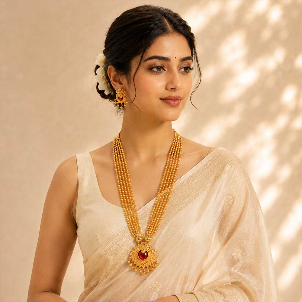 Kolhapuri Plain Gold Bead Haar