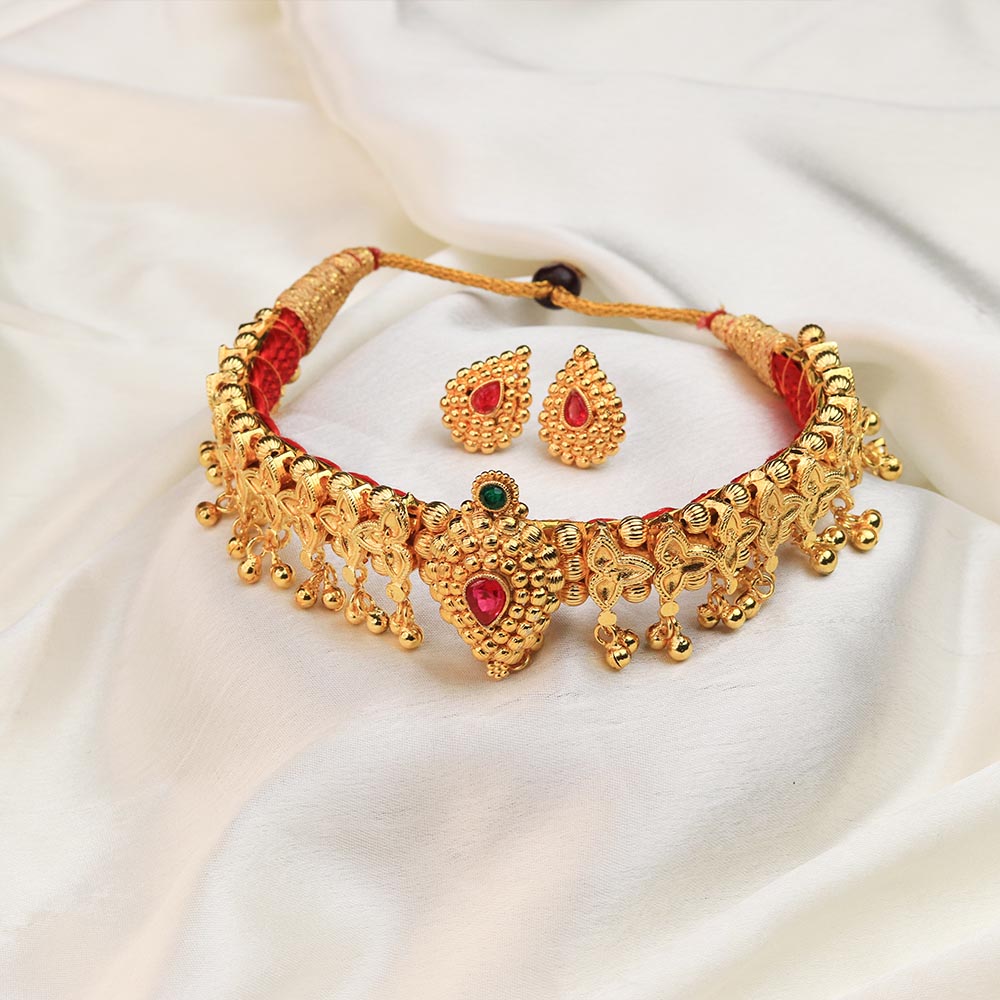 Kolhapuri Black Stone Drop Choker