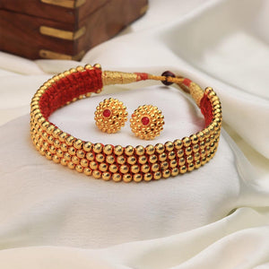 Wide gold bead choker