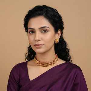 Wide gold bead choker