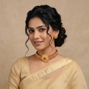Floral pendant choker set