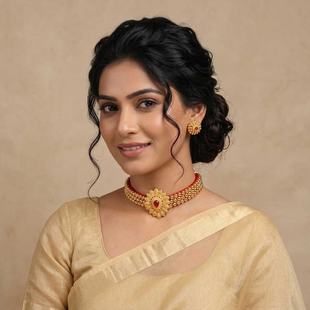 Floral pendant choker set