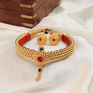 Red green stone choker