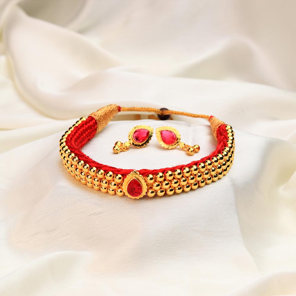 Kolhapuri Teardrop Pendant Choker Set
