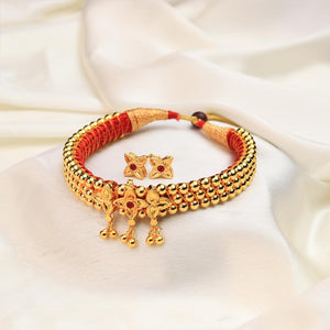 Kolhapuri Floral Drop Dangling Choker Set