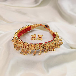 Kolhapuri Pearl Temple Statement Choker Set
