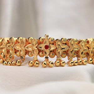 Kolhapuri Pearl Temple Statement Choker Set