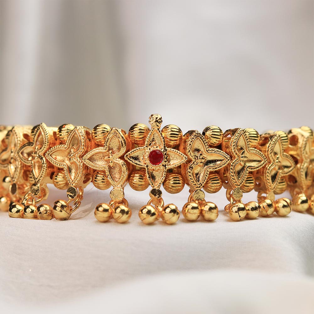 Kolhapuri Pearl Temple Statement Choker Set