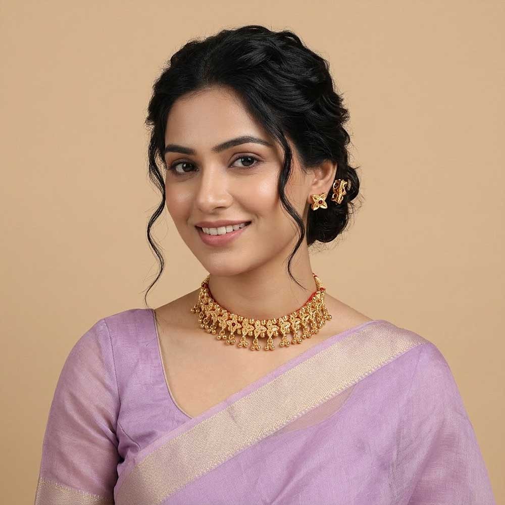 Pearl temple choker set