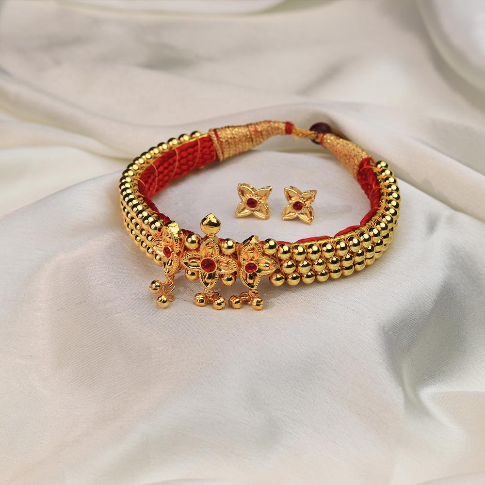 Kolhapuri Gold Bead Designer Necklace