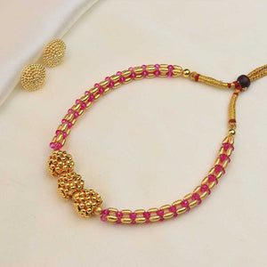 Kolhapuri Pink Gold Fusion Necklace