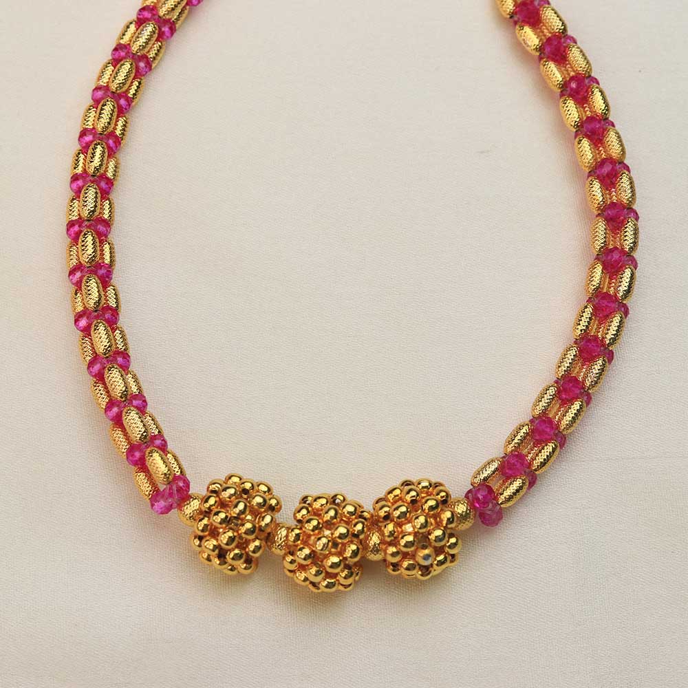 Kolhapuri Pink Gold Fusion Necklace