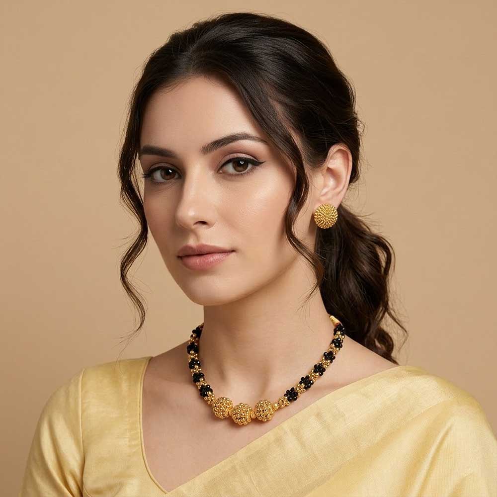 Kolhapuri Black Gold Fusion Necklace