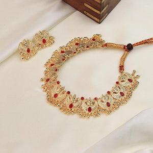 peacock design gold choker