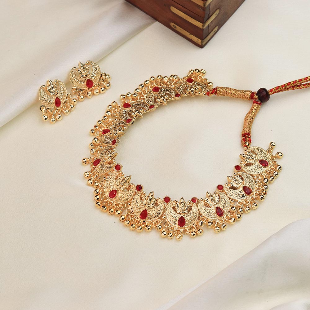 peacock design gold choker