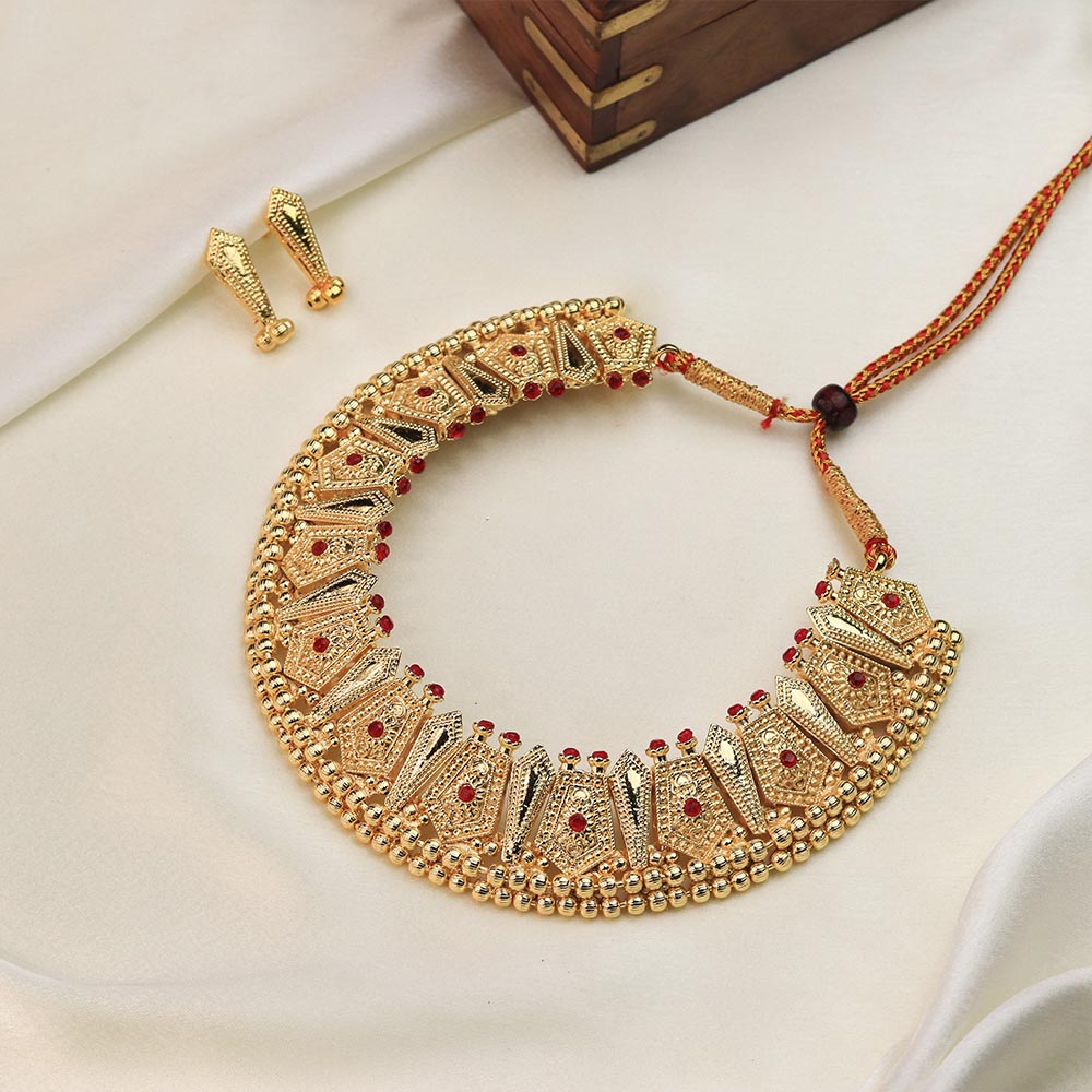 geometric gold choker