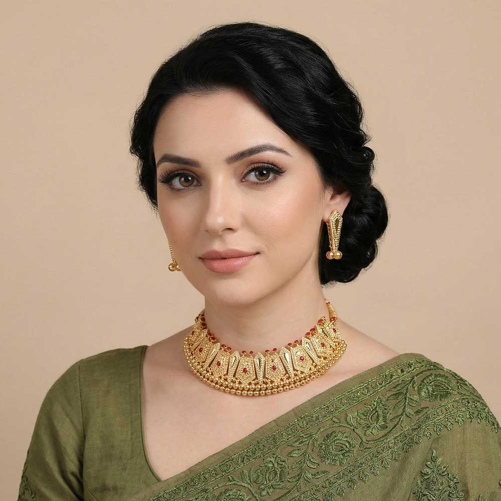 geometric gold choker