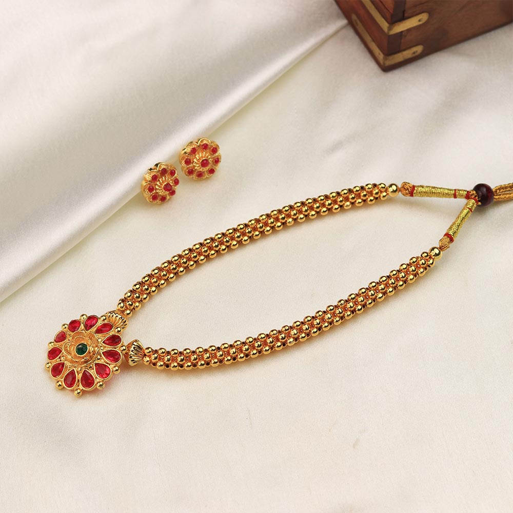 temple floral mangalsutra