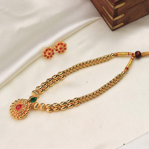 gold bead necklace temple design