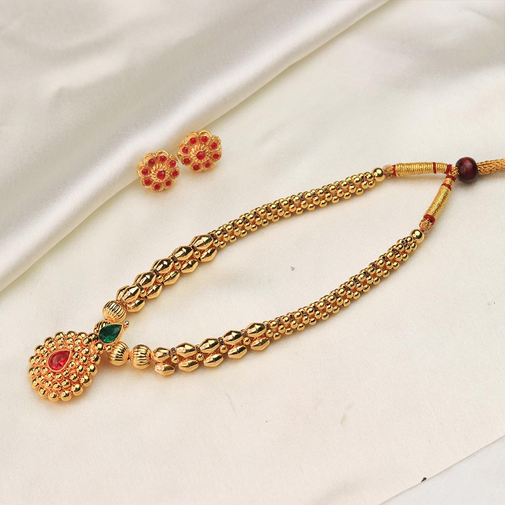 Classic Temple Pendant Bead Necklace