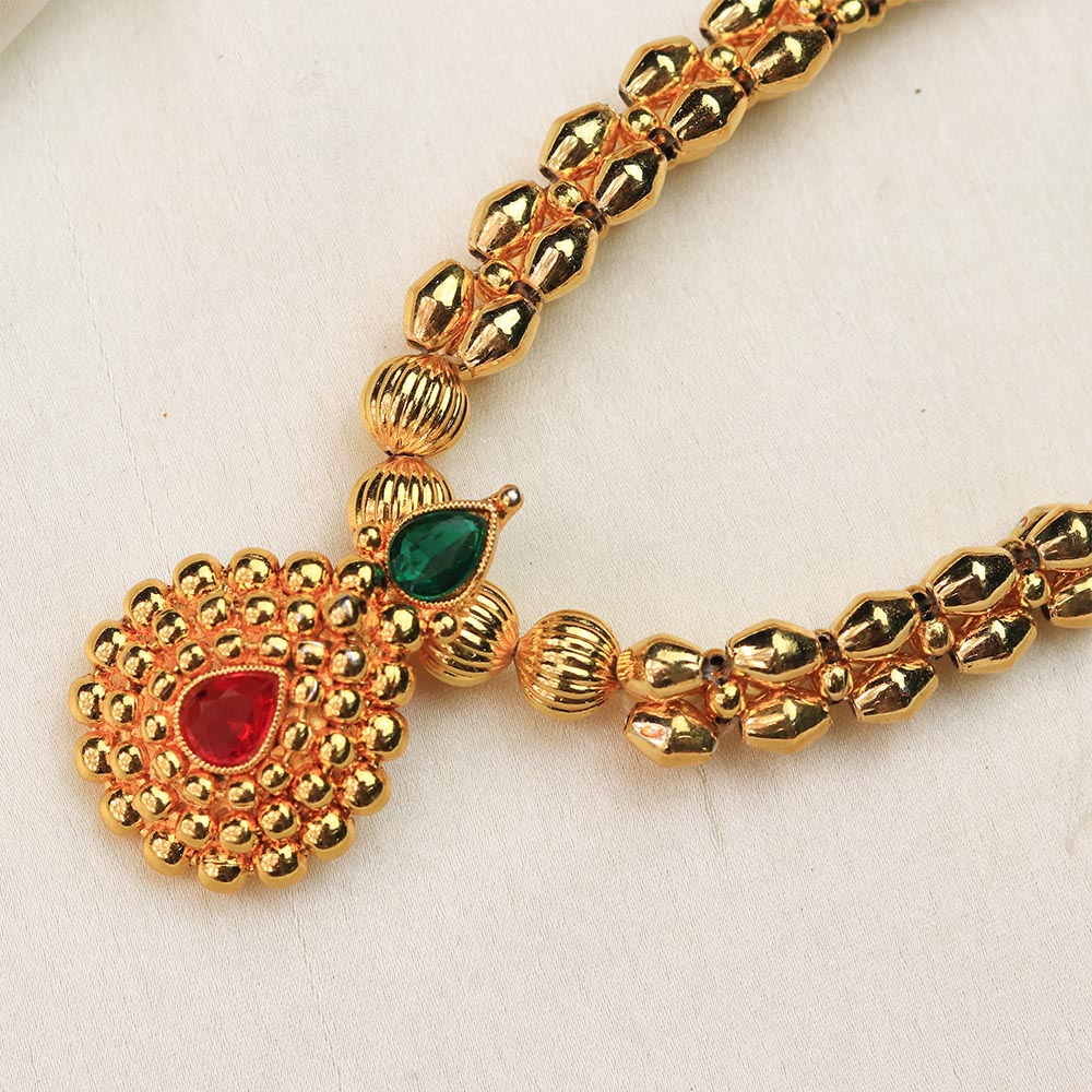 gold bead necklace temple design