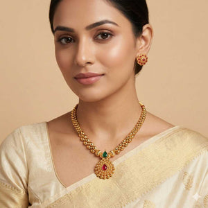 Classic Temple Pendant Bead Necklace