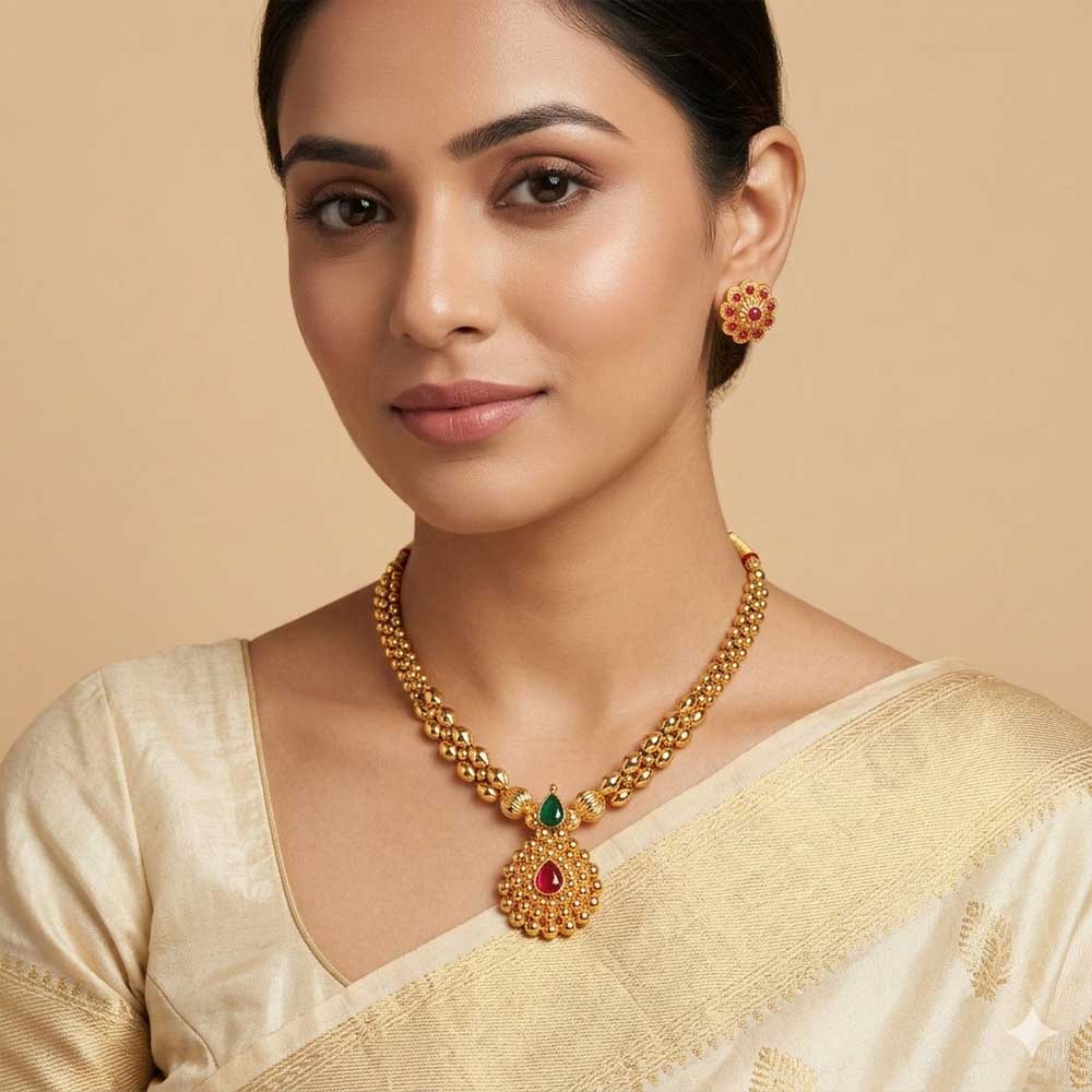 Classic Temple Pendant Bead Necklace