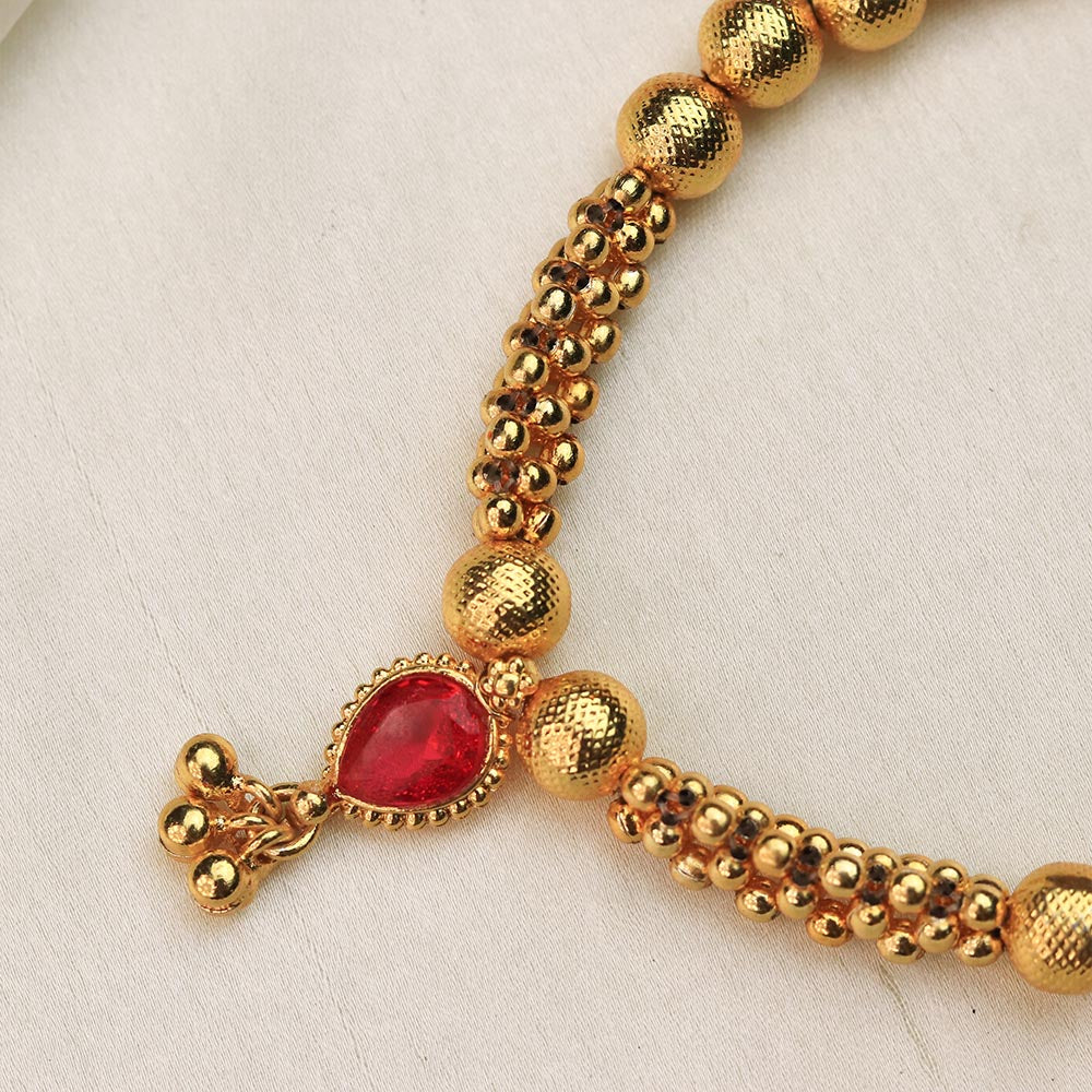 minimal gold bead necklace pendant