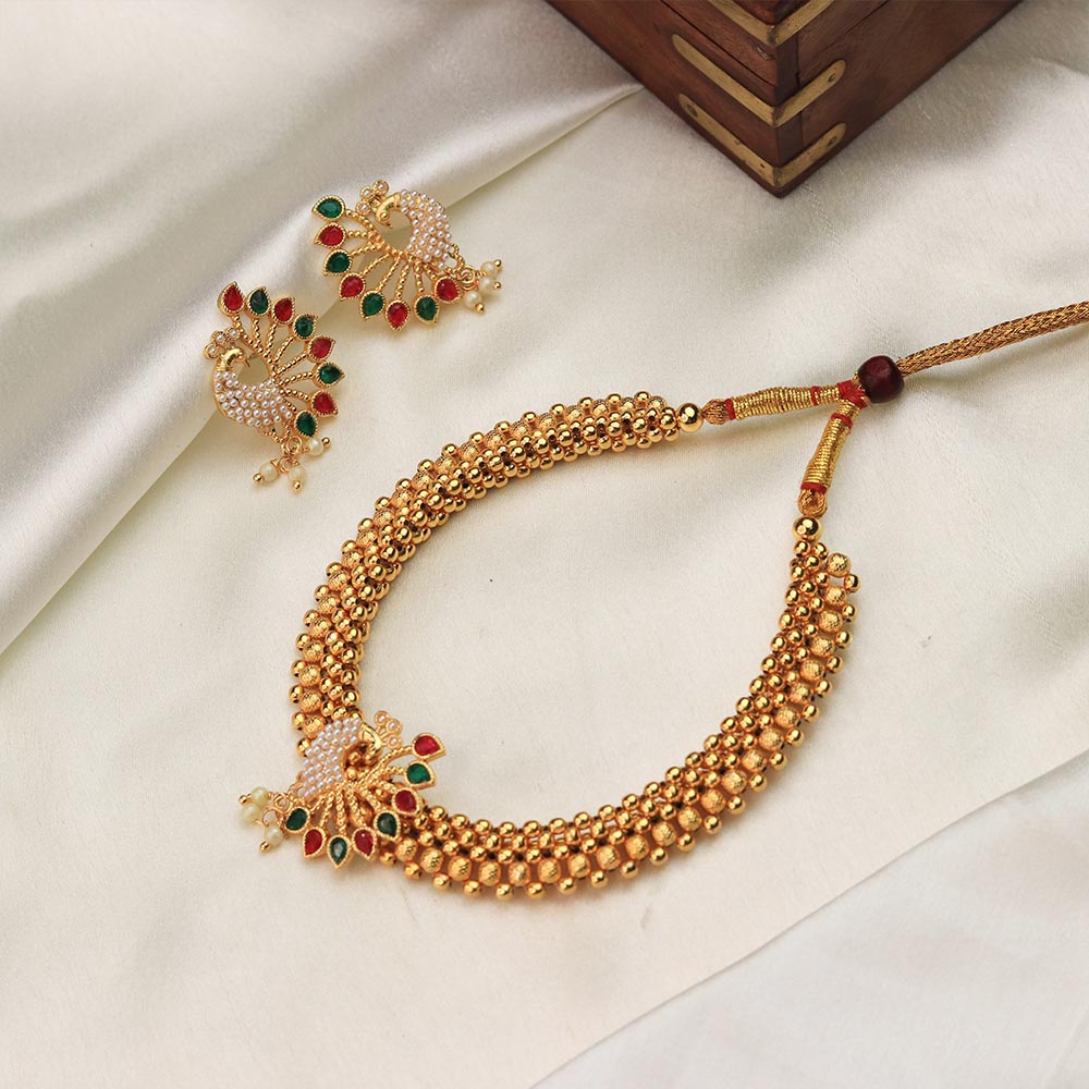 peacock pearl necklace gold
