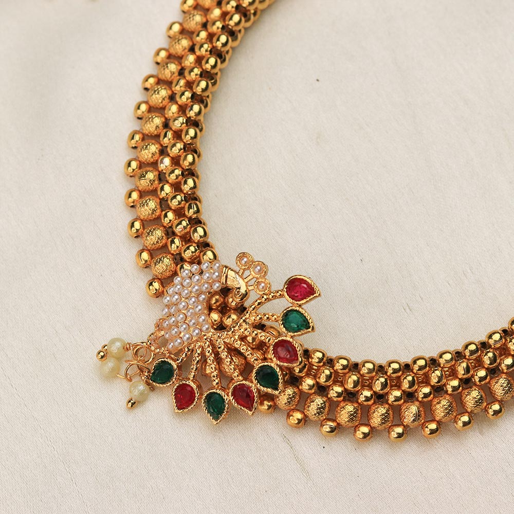 peacock pearl necklace gold
