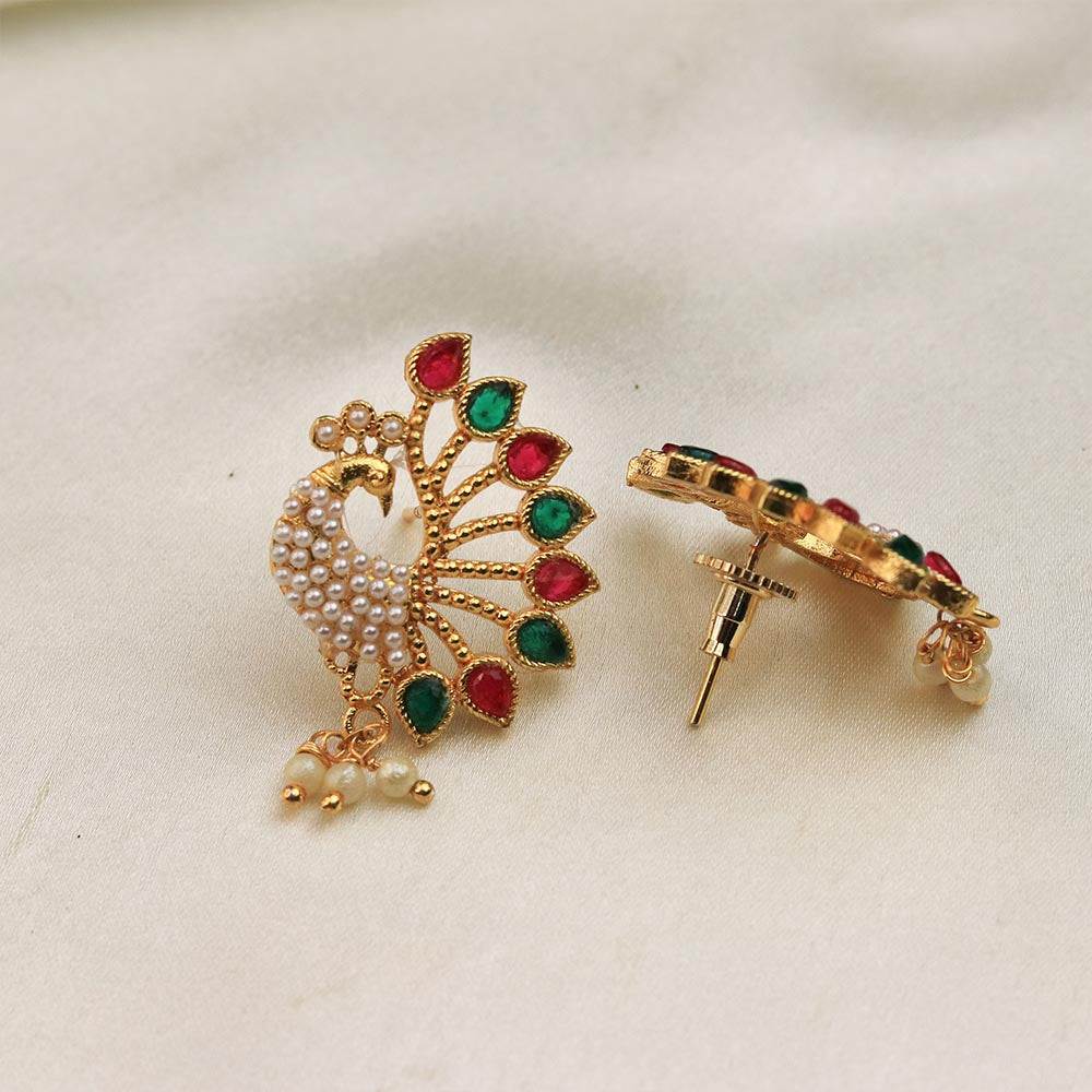 Peacock Pearl Temple Necklace
