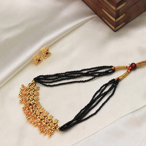 temple black bead necklace