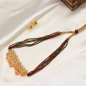 red green bead necklace
