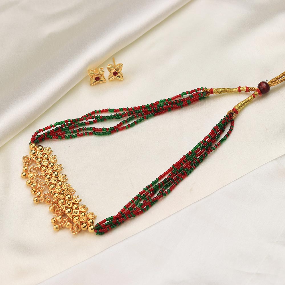 Dual Tone Beaded Ethnic Necklace