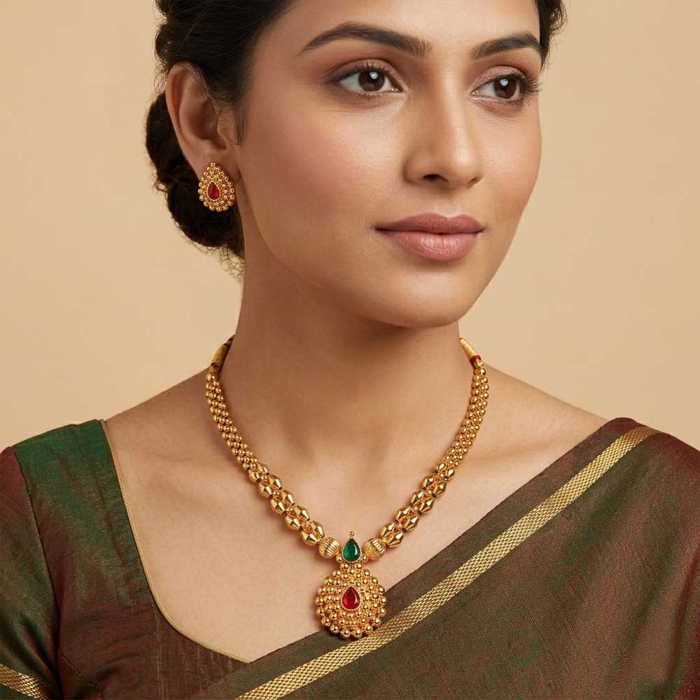 Floral Cluster Gold Necklace