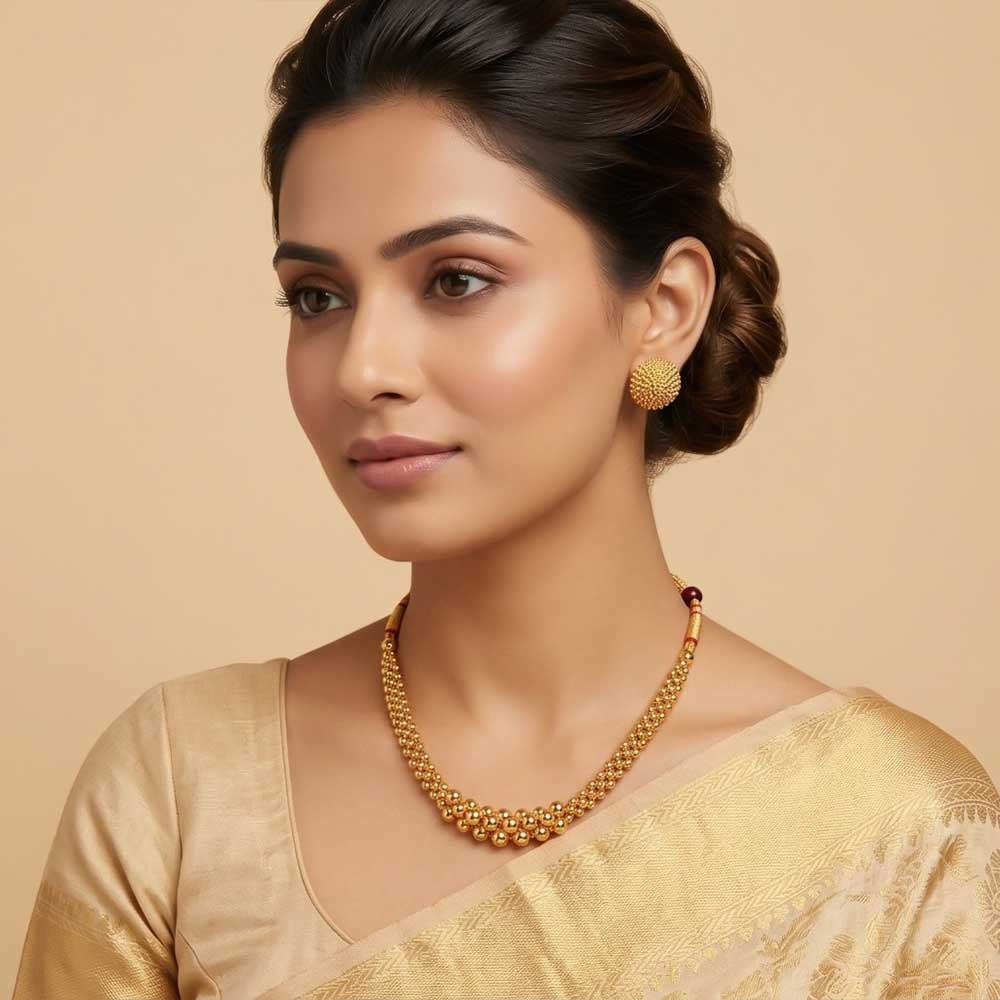 Textured Bead Designer Necklace