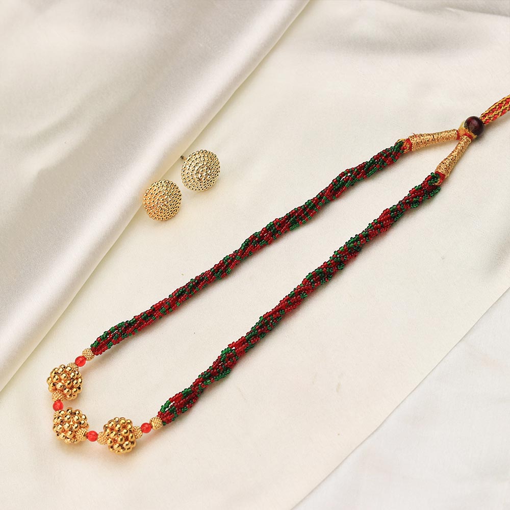 Red Green Twisted Bead Necklace
