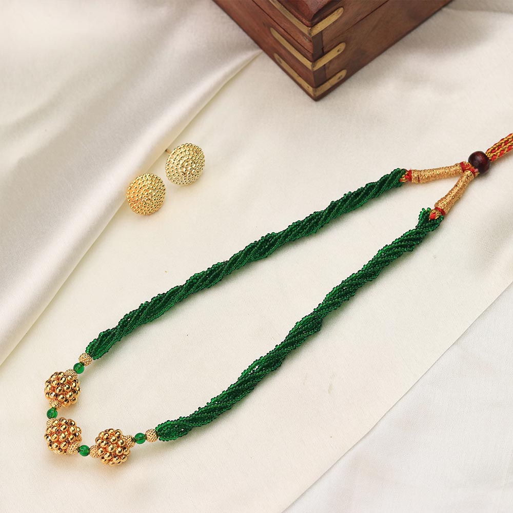 green multi strand bead necklace