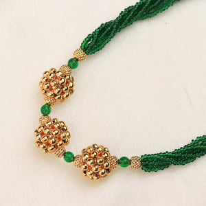 green multi strand bead necklace