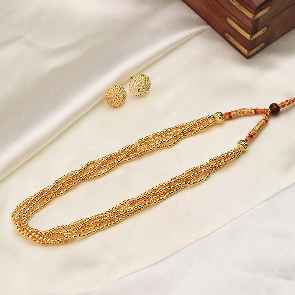 gold multi strand bead necklace