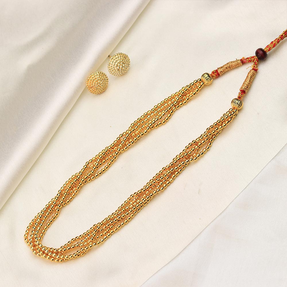 Gold Multi-Strand Bead Necklace