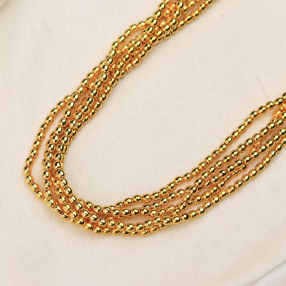 gold multi strand bead necklace