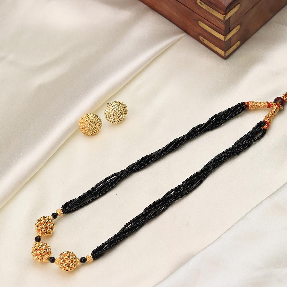 black bead gold necklace