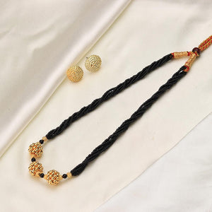 Black Beaded Gold Necklace
