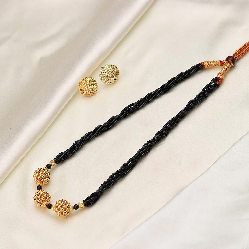 Black Beaded Gold Necklace